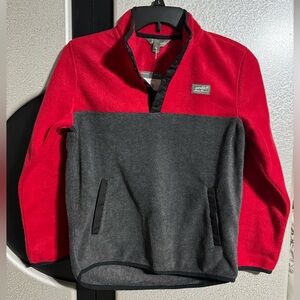 NWT Eddie Bauer Fleece Red Grey Color Block Pullover ¼ Snap - Youth Size10/12